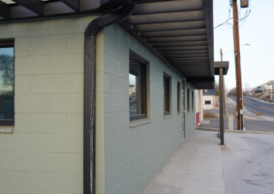 Side of green building.